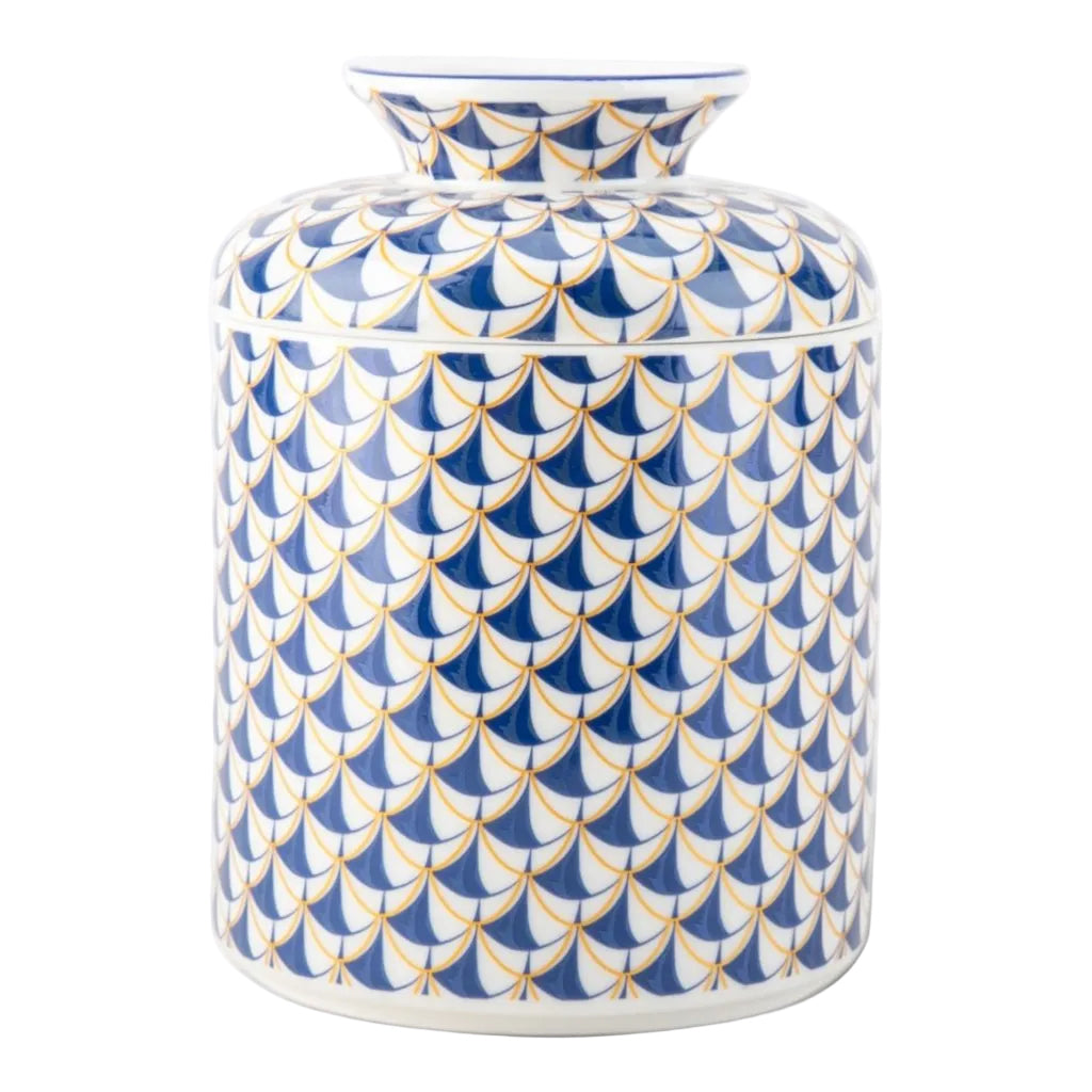 Blue Fishnet Porcelain Round Tissue Box