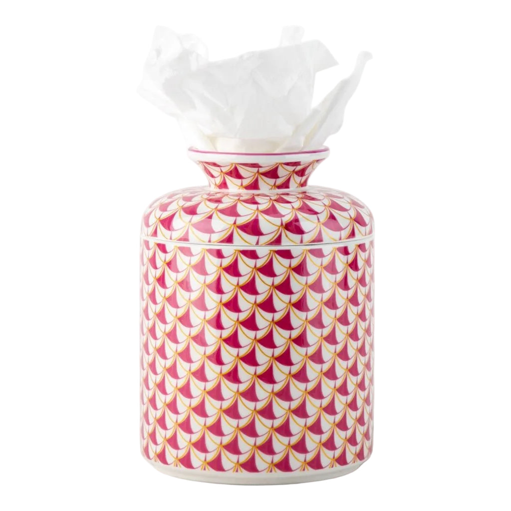 Pink Fishnet Porcelain Round Tissue Box