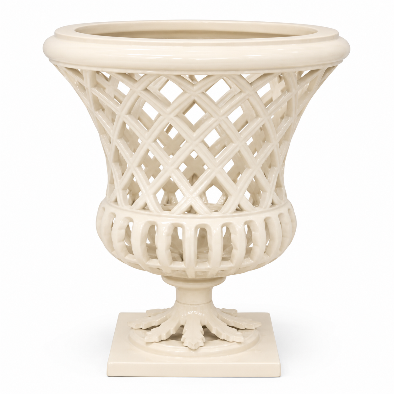 16" Bisque Lattice Urn