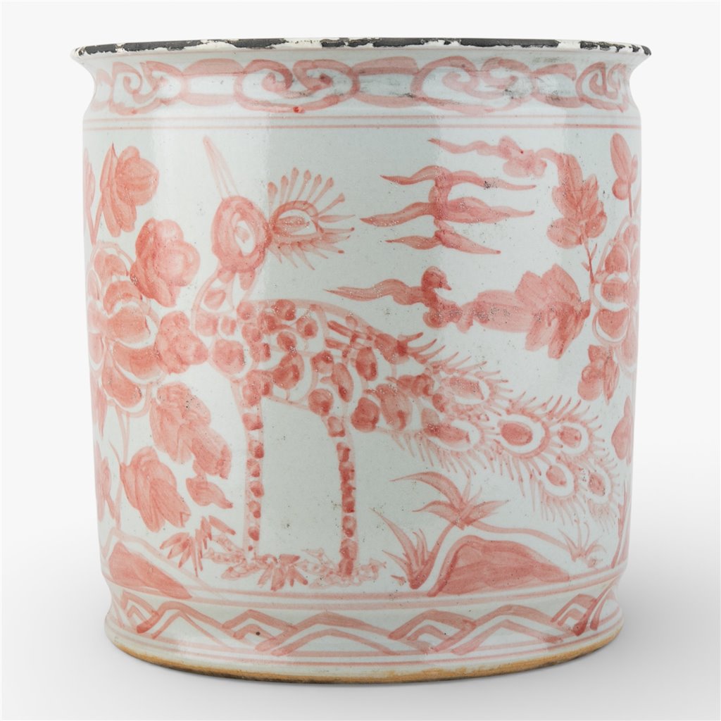 Antique Finish Pot-Red Bird