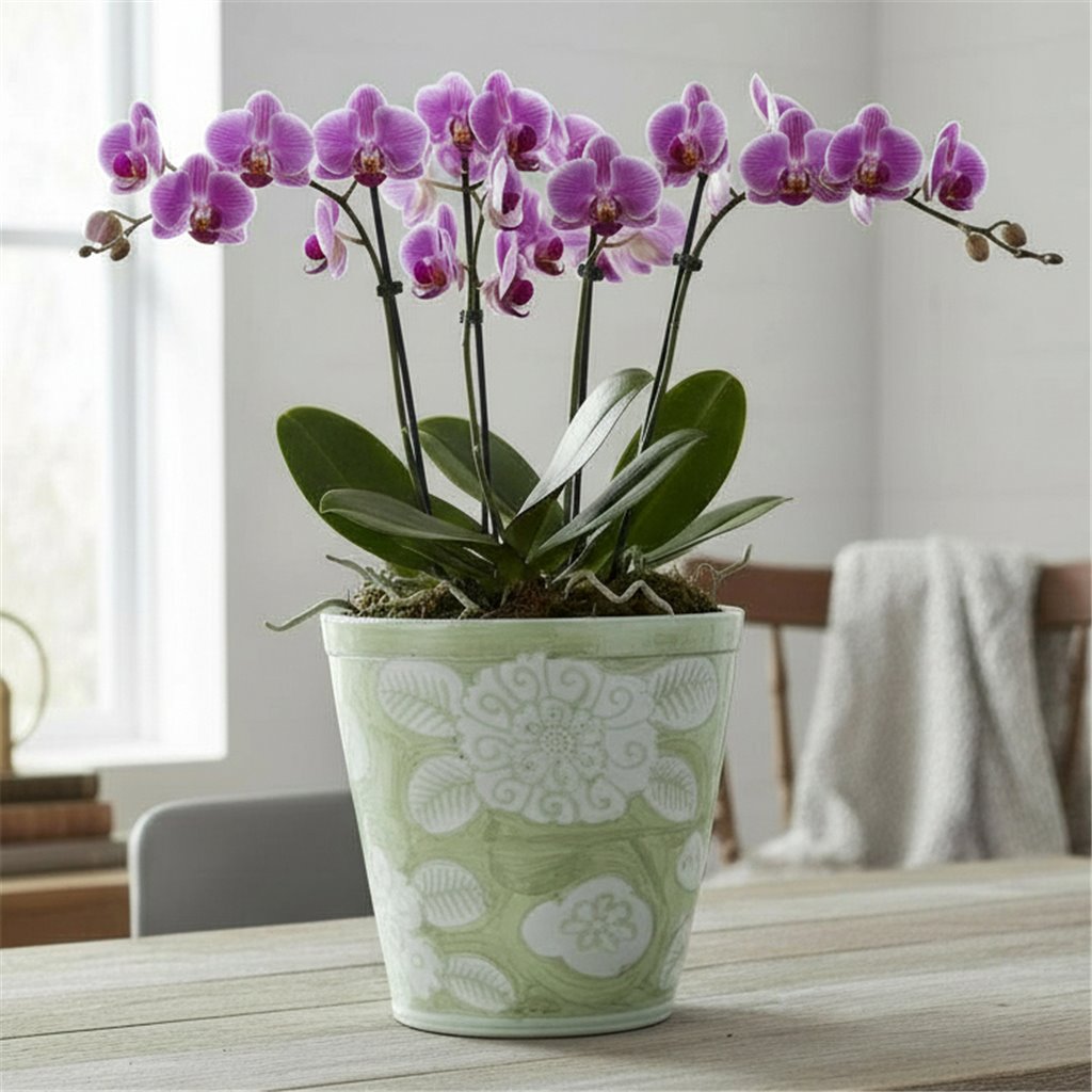 Antique Finish Pot-Green Big Flower