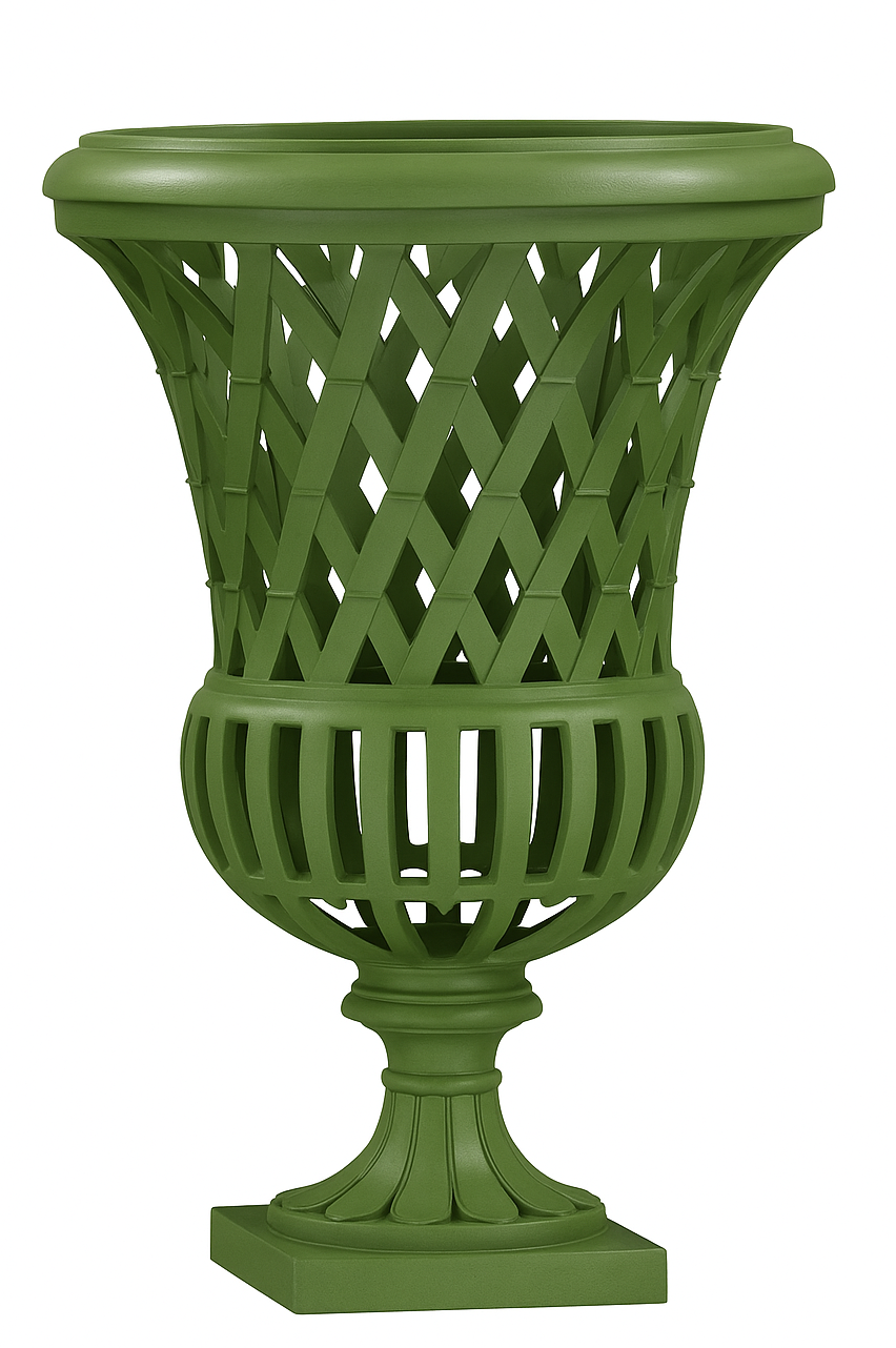 Lawn Green Lattice 16" URN IN CAST ALUMINUM