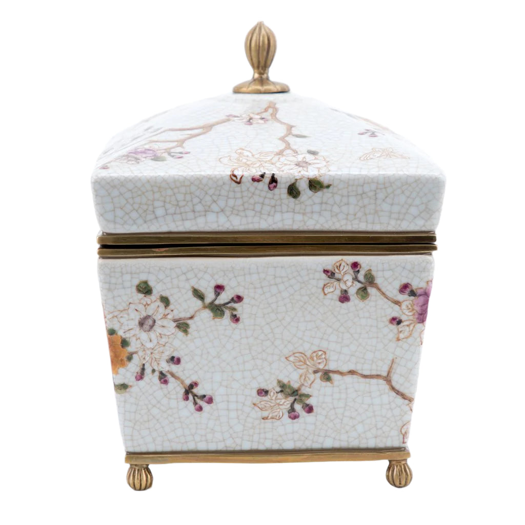 Crackle Bird & Vine Ormolu Box