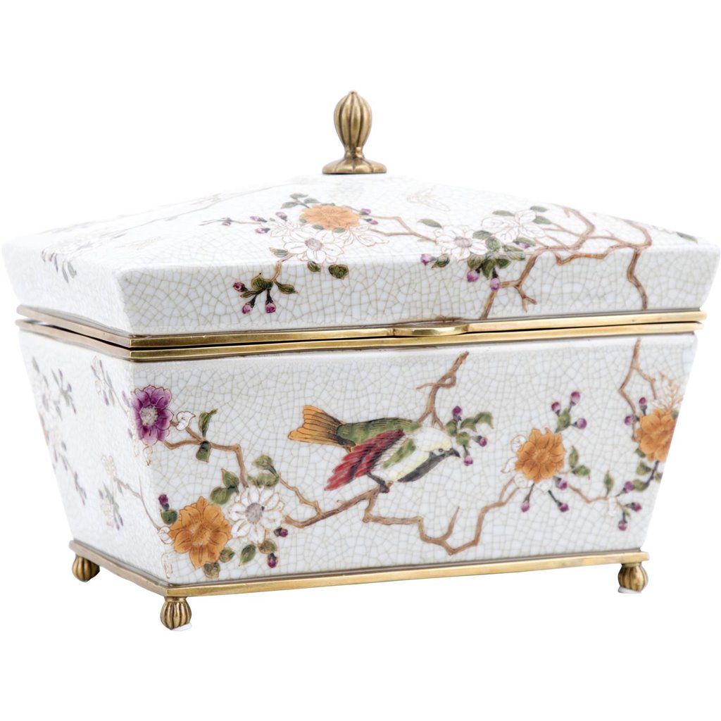 Crackle Bird & Vine Ormolu Box