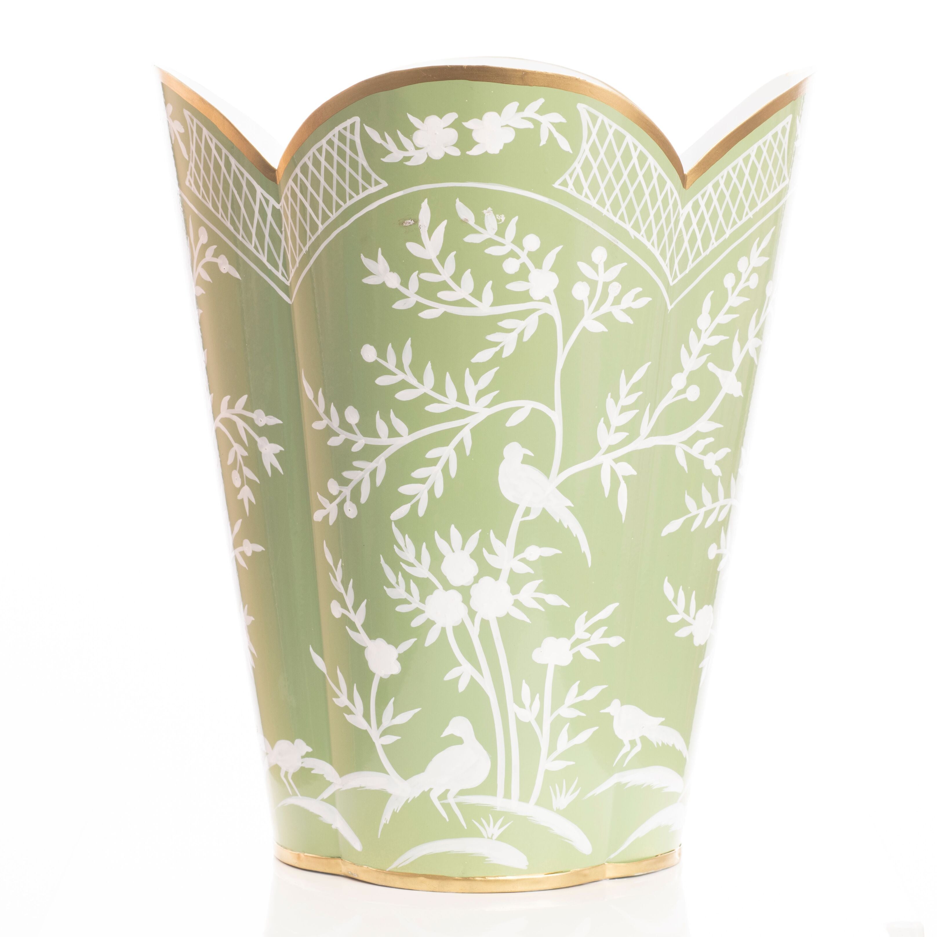 Grass Green & White Wastepaper Basket