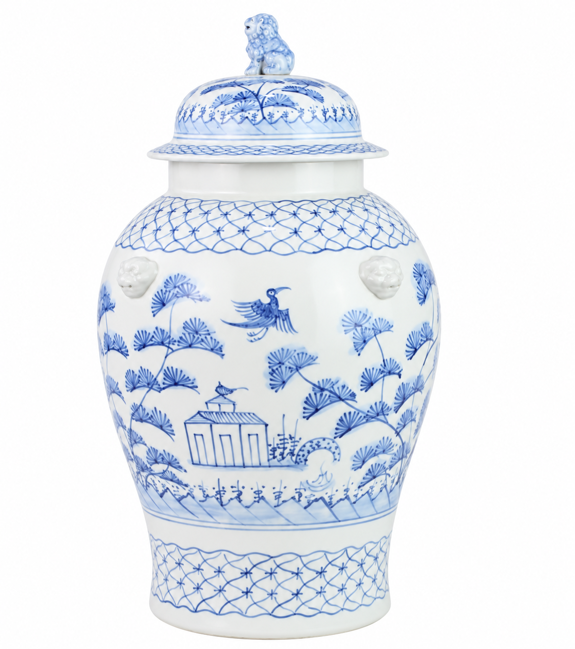 Soft Blue Village Scene Jar