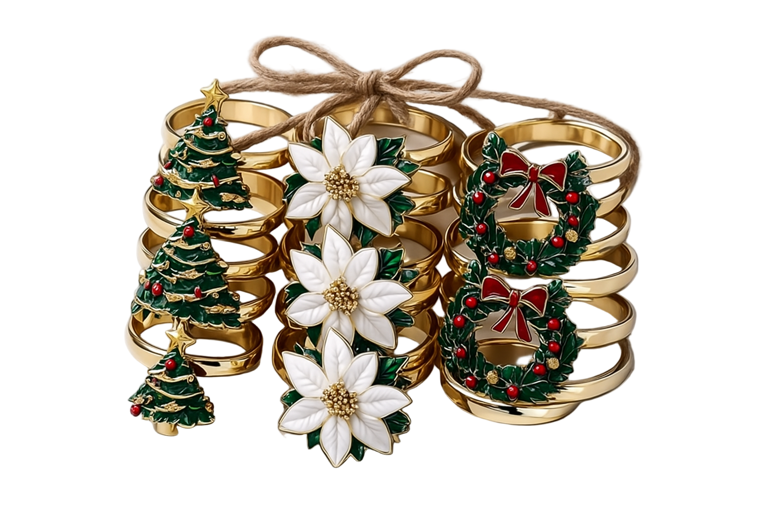Holiday Wonderland Napkin Ring Set – Mixed 12 Pack