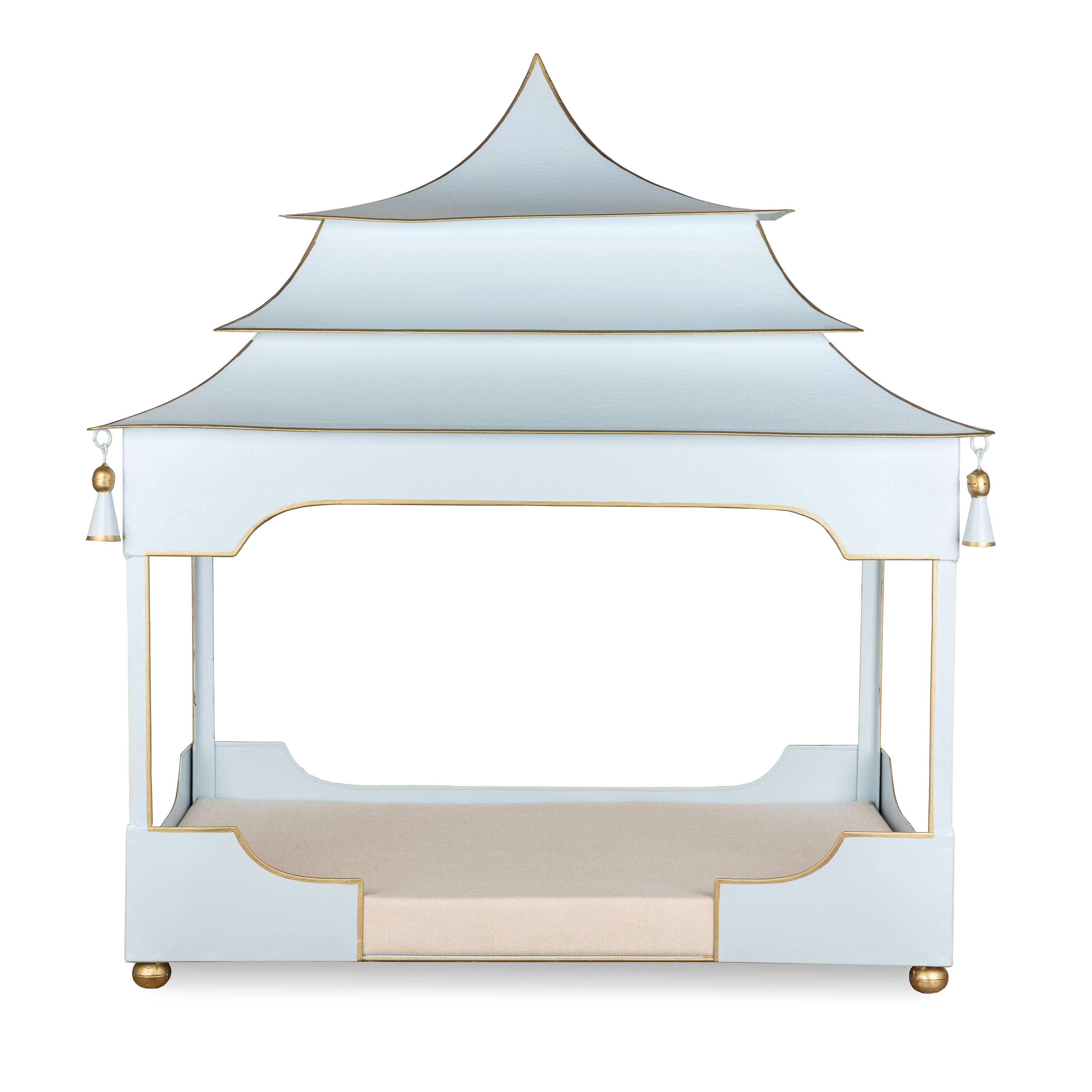 Pagoda Pet Bed Pale blue and Gold