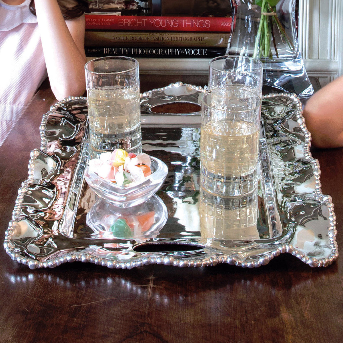 ORGANIC PEARL Kristi Medium Rectangular Tray with Handles