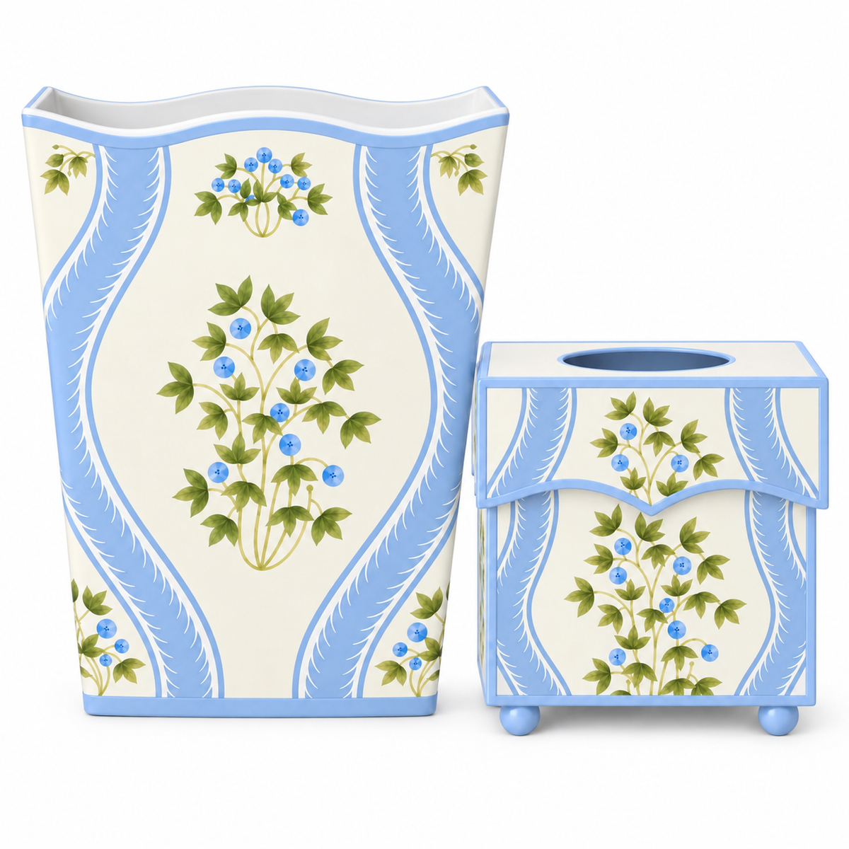 Blueberry Square Wastepaper Basket & Tissue Holder (2 Options)