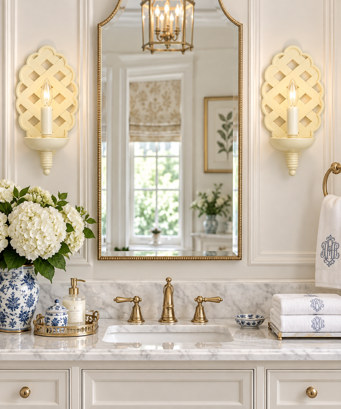 Soft Yellow Lattice Sconce