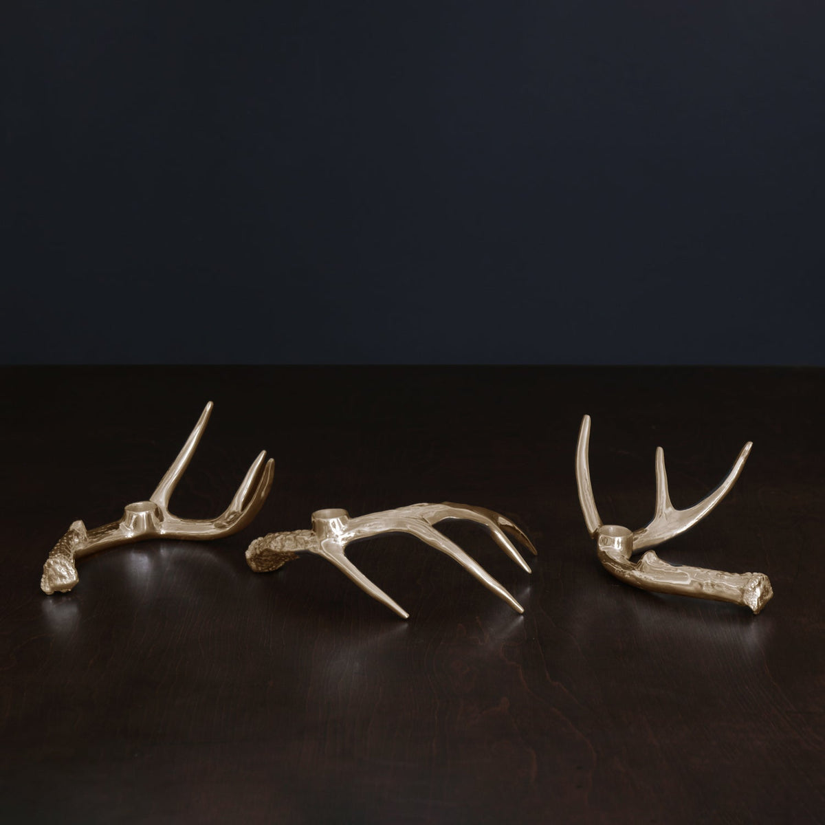 WESTERN Sierra Modern Antler Candlestick Gold Set of 3 (Gold)