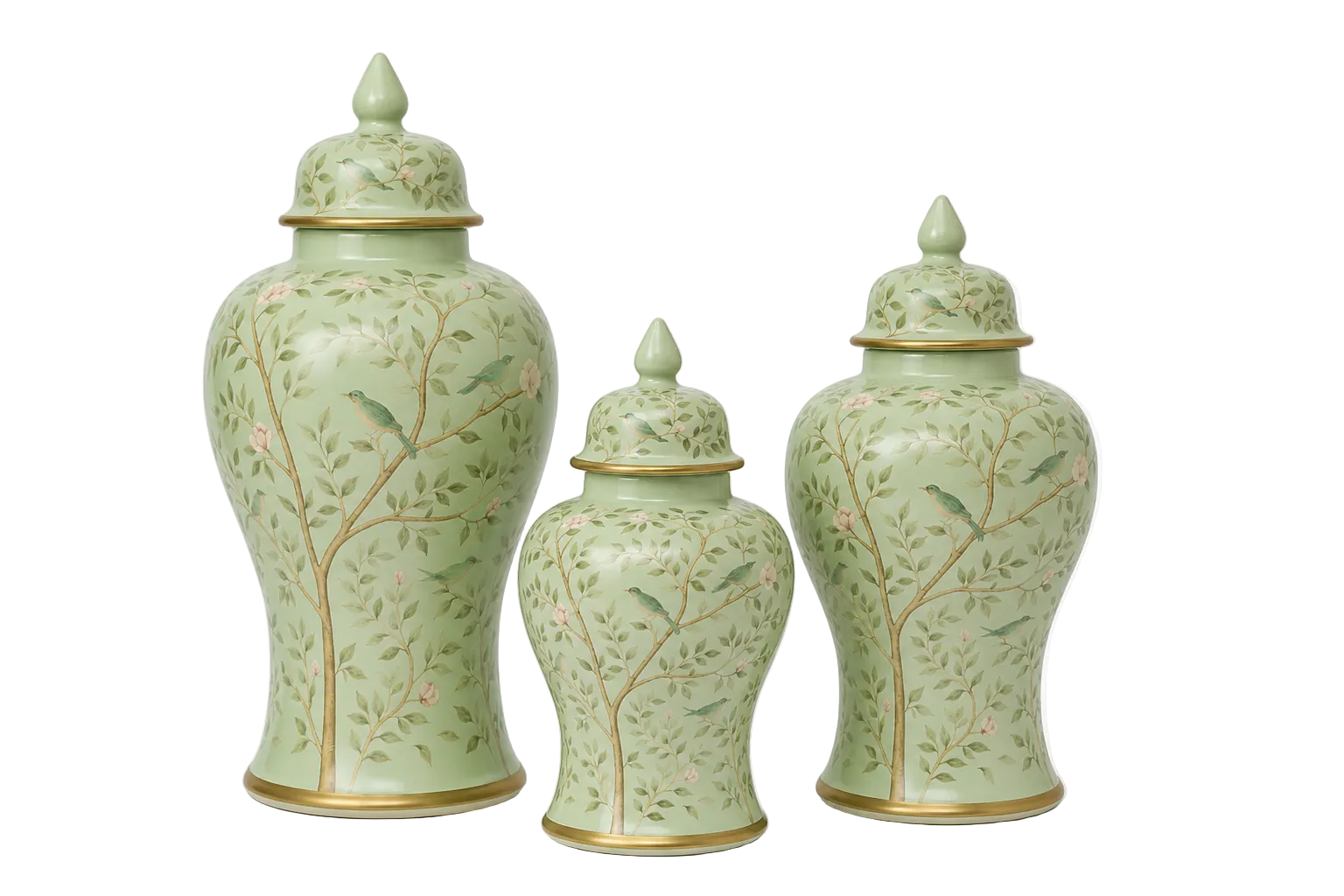 Green Chinoiserie Jar (3 Sizes)