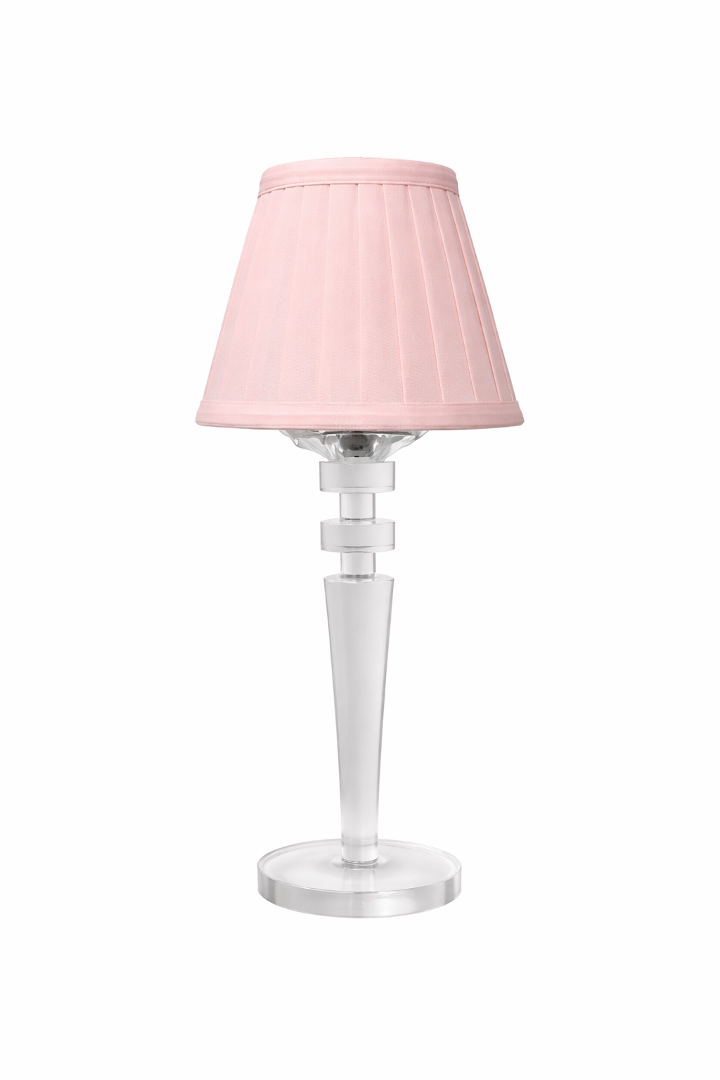 Tall Crystal Rechargeable Lamp with Pink Shade