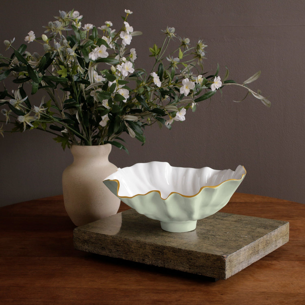 ENCANTO Bloom Medium Bowl (Pistachio and White)