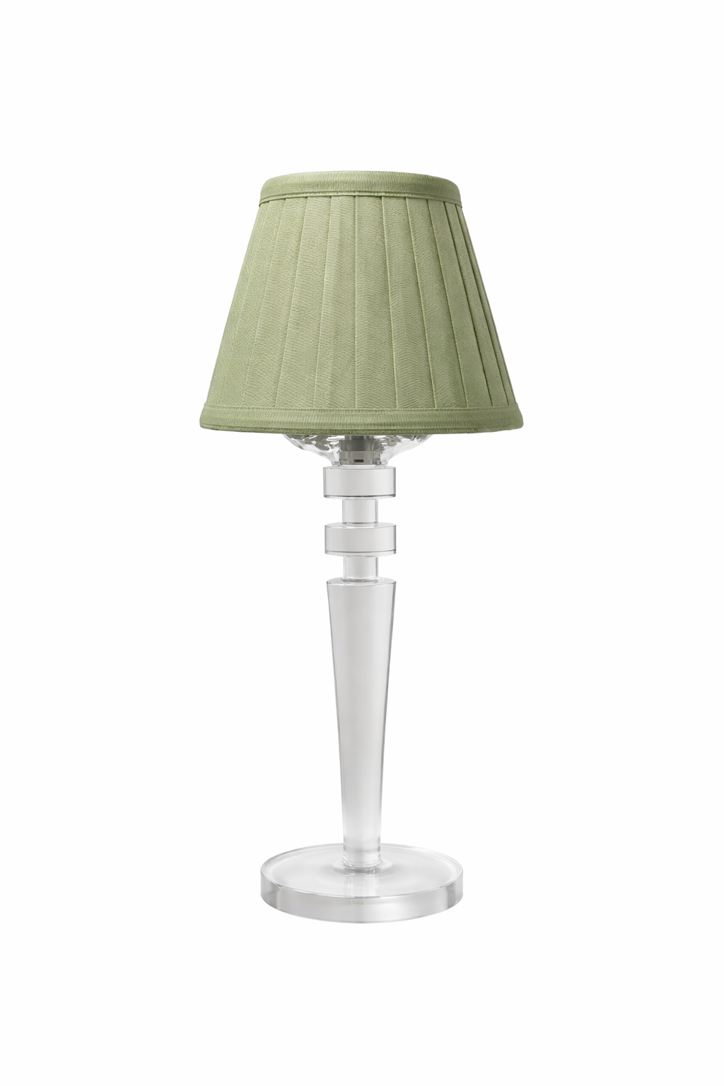Tall Crystal Rechargeable Lamp with Sage Green Shade