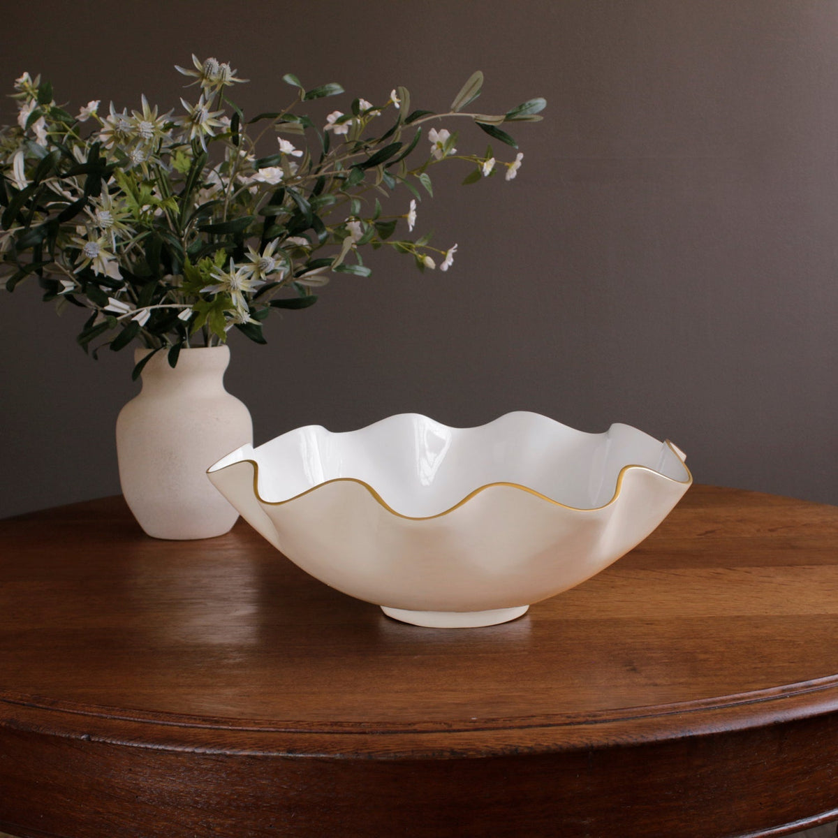 ENCANTO Carola Extra Large Bowl (Cream and White)