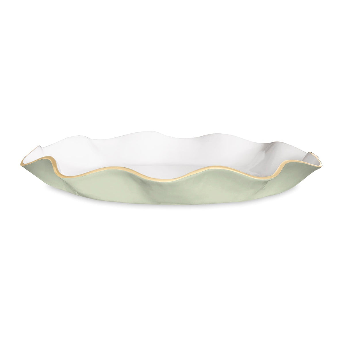 ENCANTO Carola  Large Round Platter (Pistachio and White)