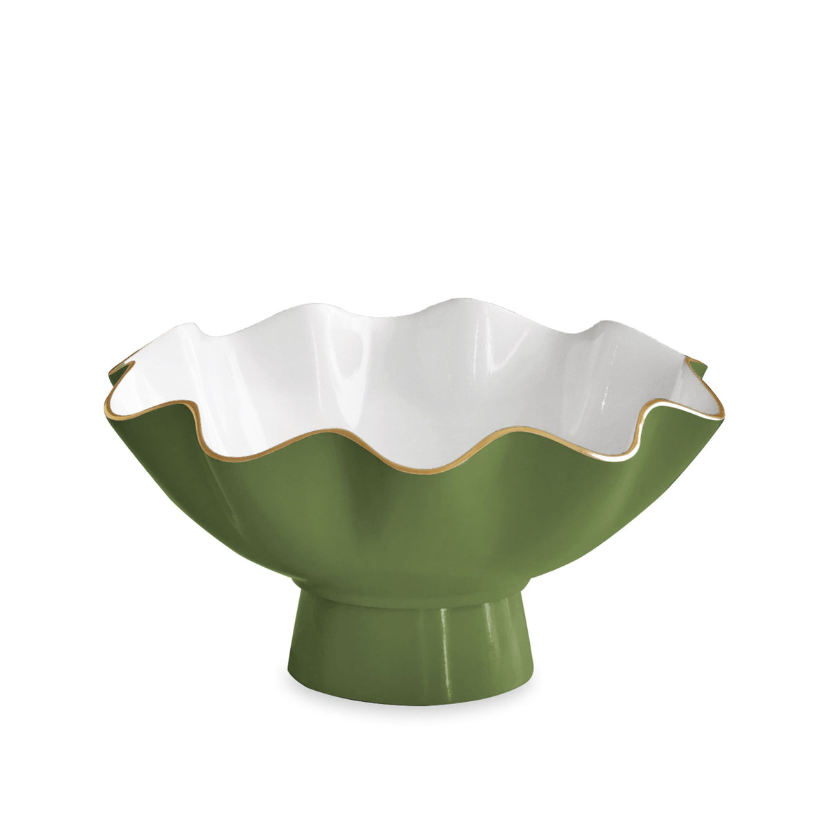 ENCANTO Carola Small Pedestal Leaf Green and White