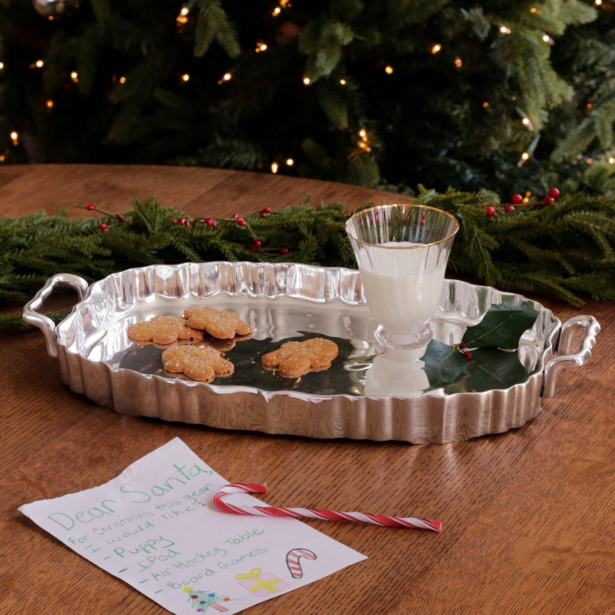 VINTAGE Fluted Oval Tray with Handles