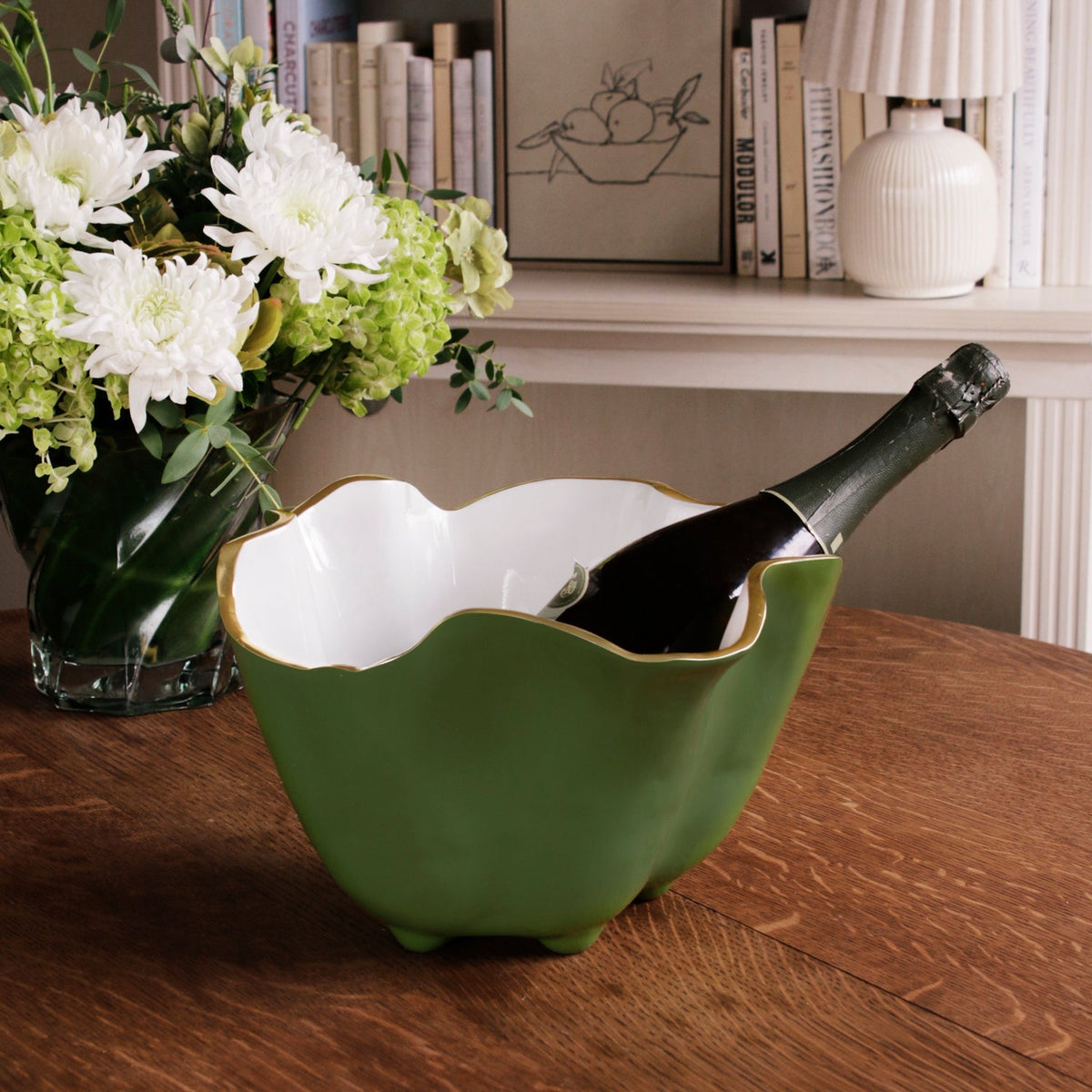 ENCANTO Onyx Ice Bucket Leaf Green and White