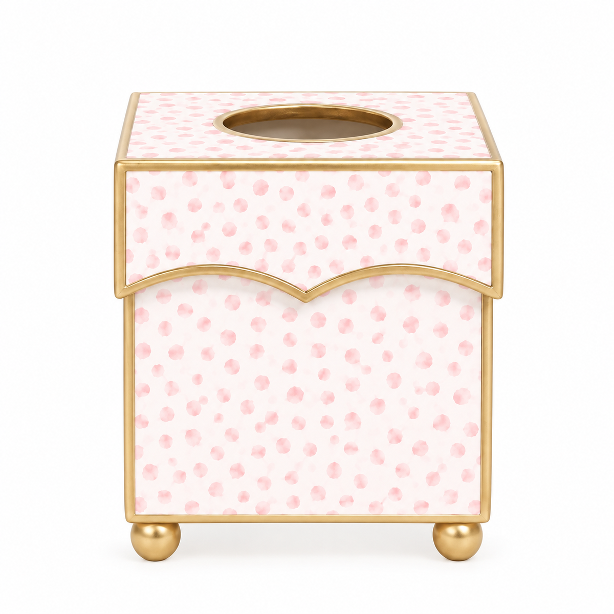 Pink Dot Square Scalloped Wastepaper Basket & Tissue Holder (2 Options)