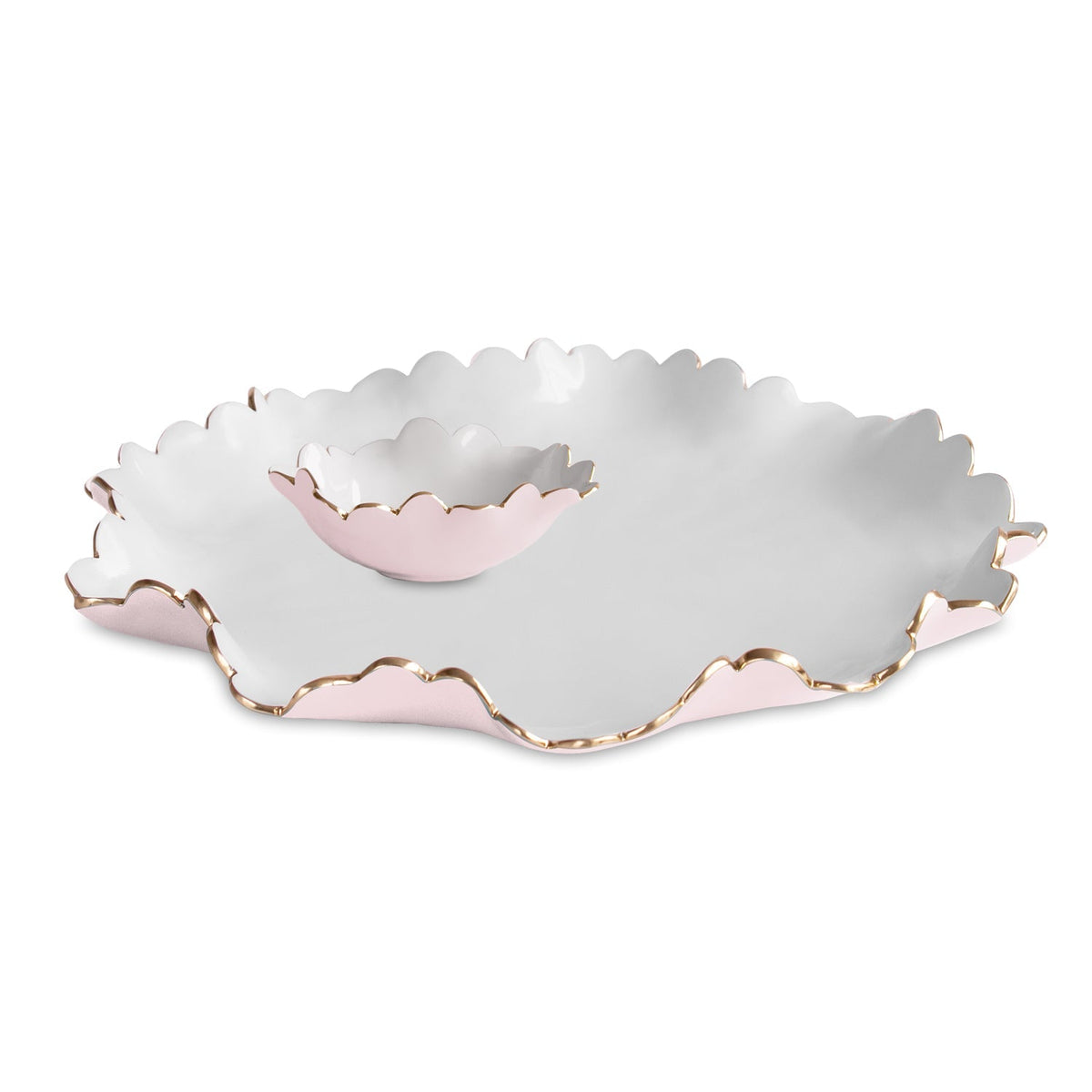 ENCANTO Colette Large Chip and Dip (Camellia and White)
