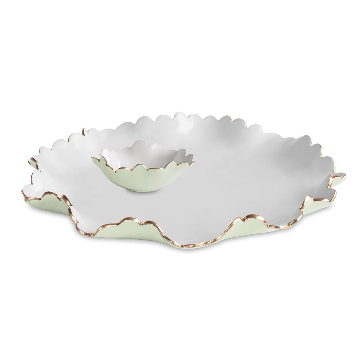 ENCANTO Colette Large Chip and Dip (Pistachio and White)