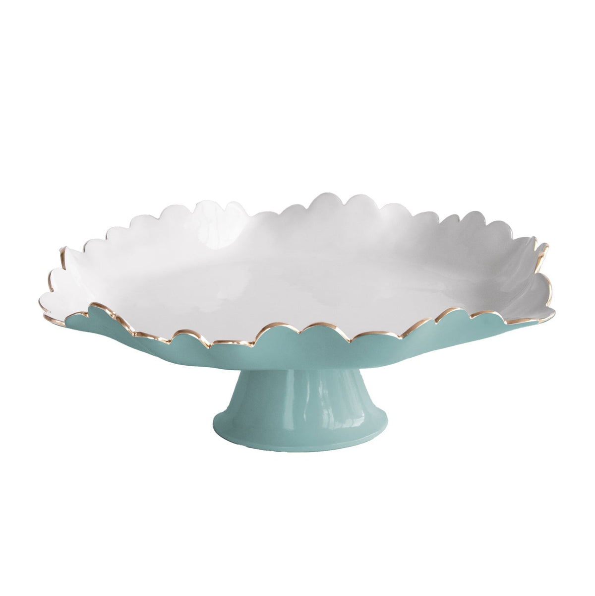 ENCANTO Colette Pedestal Cake Plate (Turquoise and White)