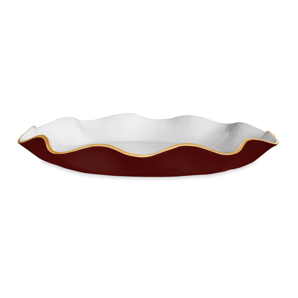 ENCANTO Carola Large Round Platter (Bordeaux and White)