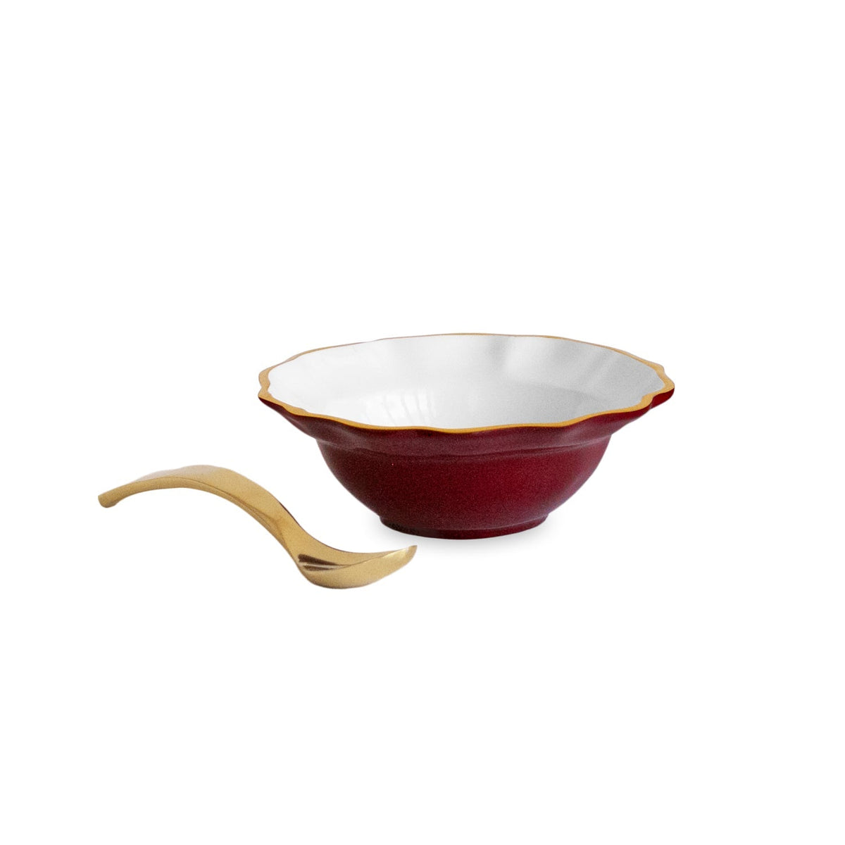 ENCANTO Faenza Mini Bowl w/spoon (Bordeaux and White)