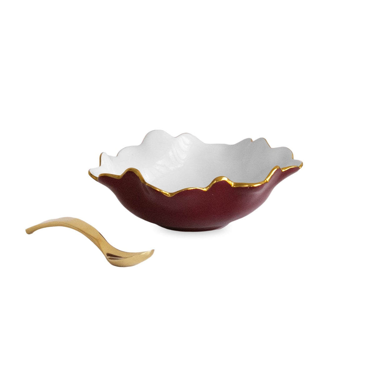 ENCANTO Colette Mini Bowl w/spoon (Bordeaux and White)