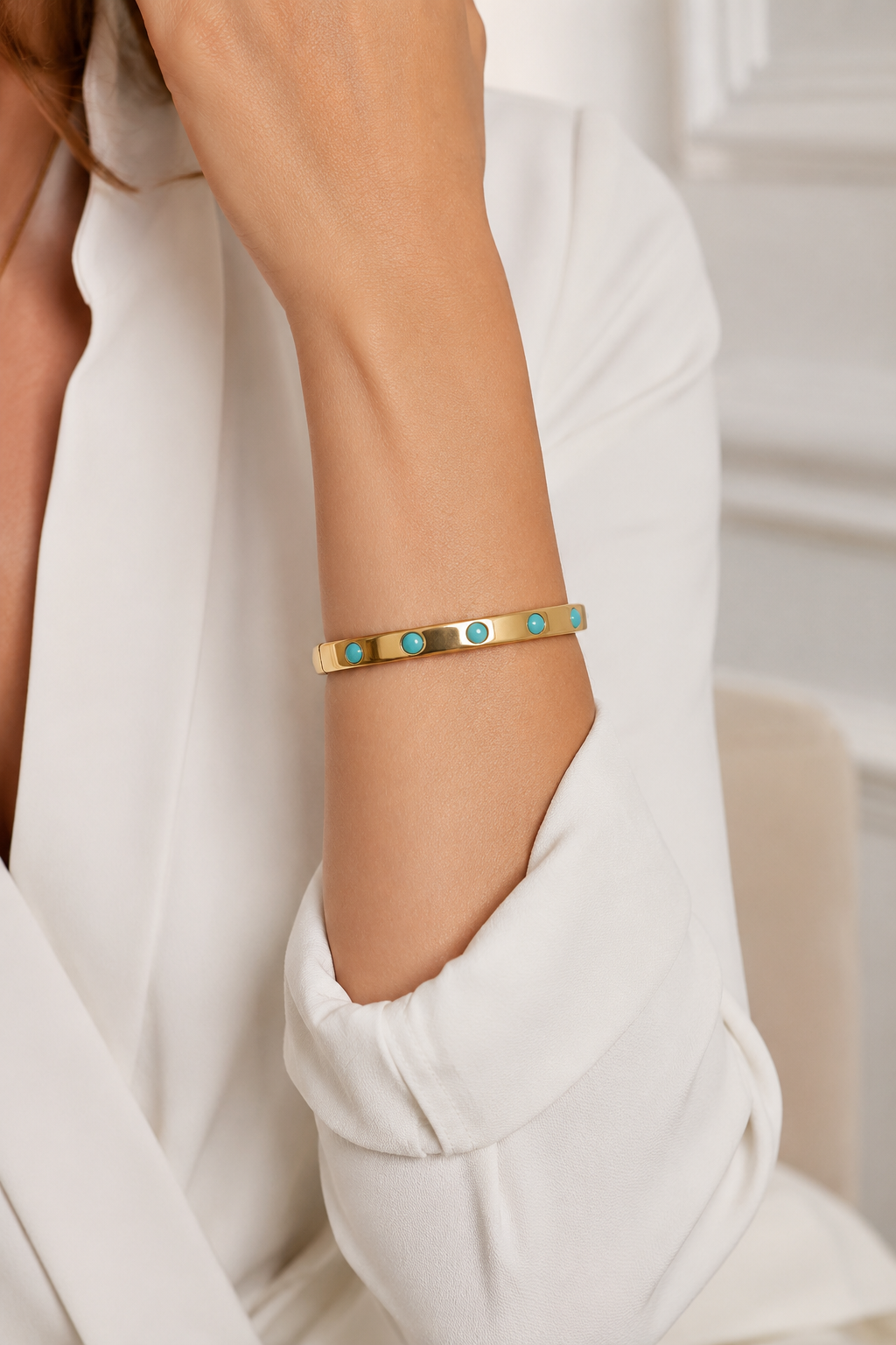 Turquoise Dot Gold Bracelet