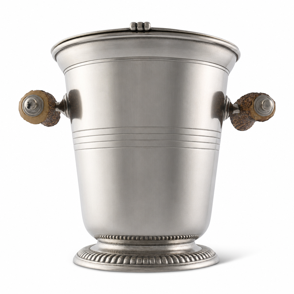 Pewter Ice Bucket with Antler Handles
