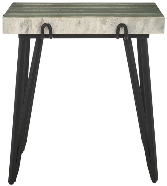 Marlin Marble Side Table, ACC3717 | Safavieh - White Marble / Brown / Balck Legs