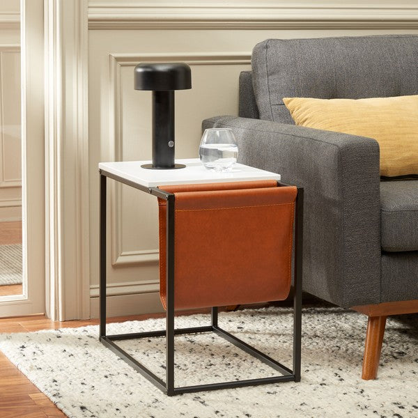 Eugenia Side Table, ACC8007 | Safavieh - White / Brown / Black