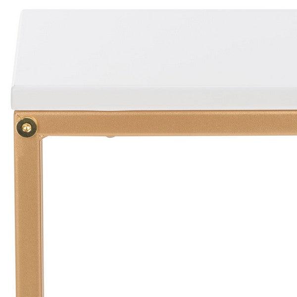 Eugenia Side Table, ACC8007 | Safavieh - White / Brown / Gold 