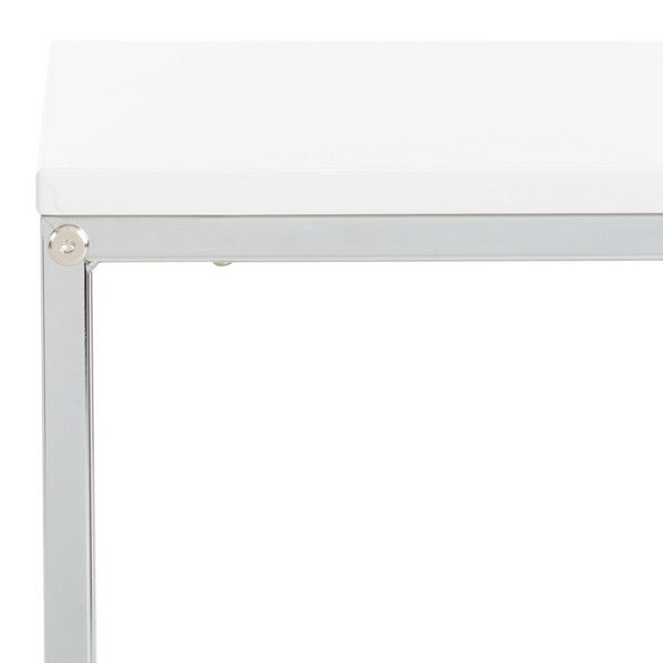 Eugenia Side Table, ACC8007 | Safavieh - White/ Brown / Chrome