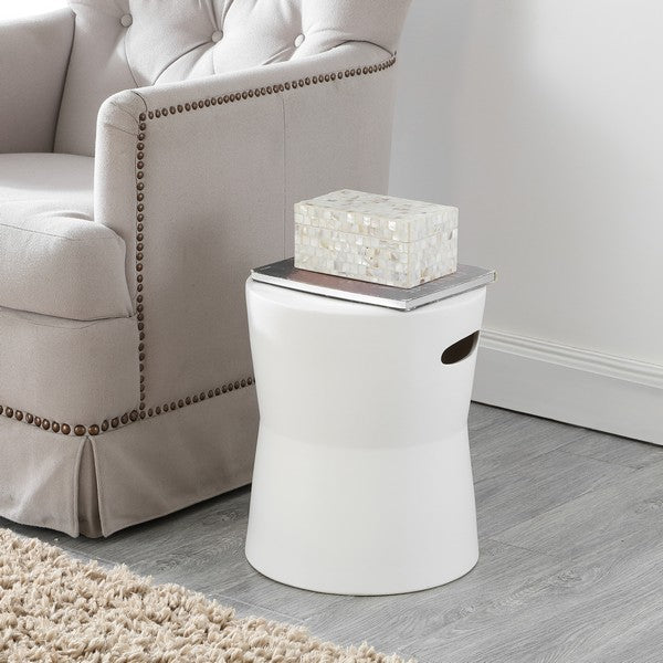 Dijera, 16 Nch, Ceramic Garden Stool, ACS4599 | Safavieh - White