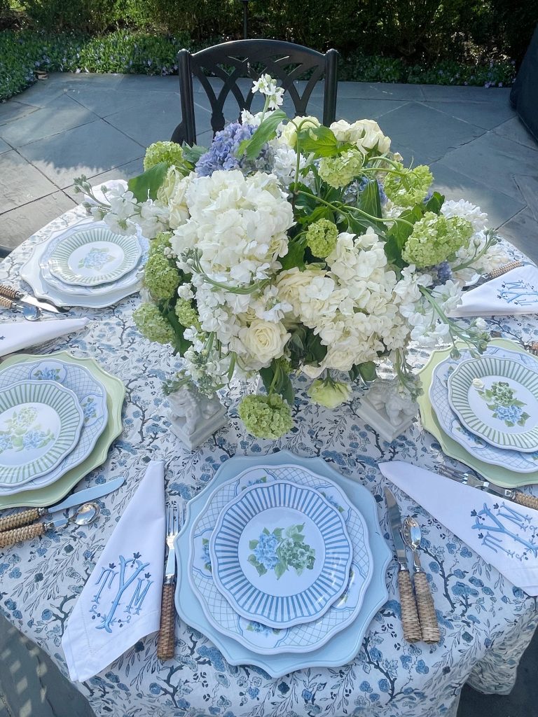 Blue Hydrangea Melamine Dinnerware Collection