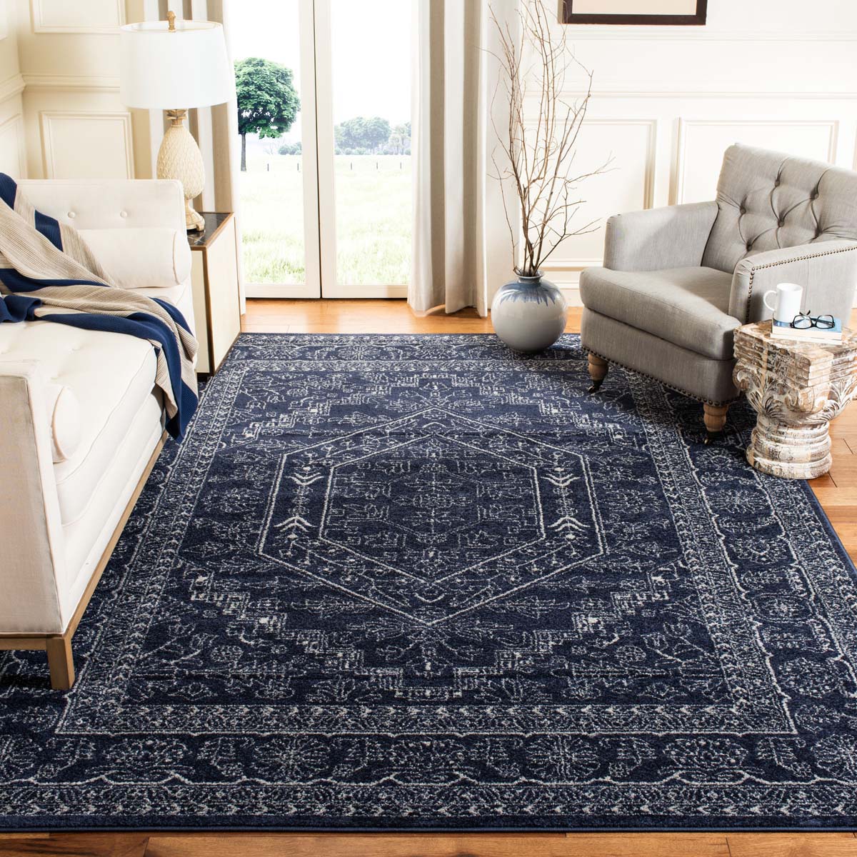 Safavieh Adirondack 108 Rug, Blue, ADR108 - Navy / Ivory