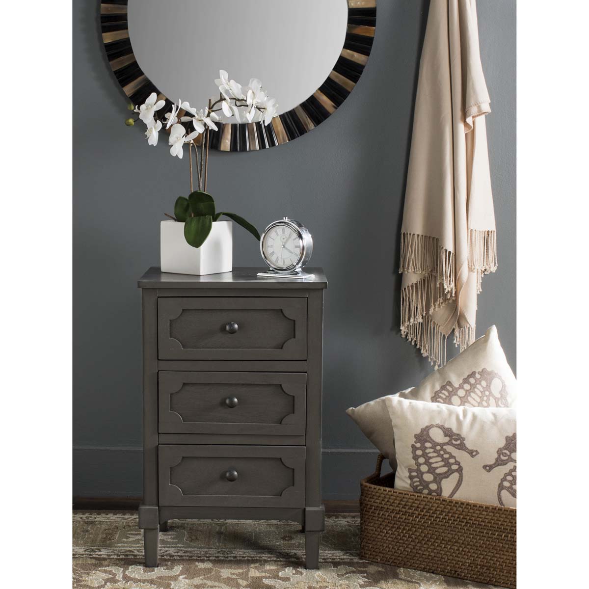 Rosaleen Three Drawer Side Chest | Safavieh - AMH5723 - Grey