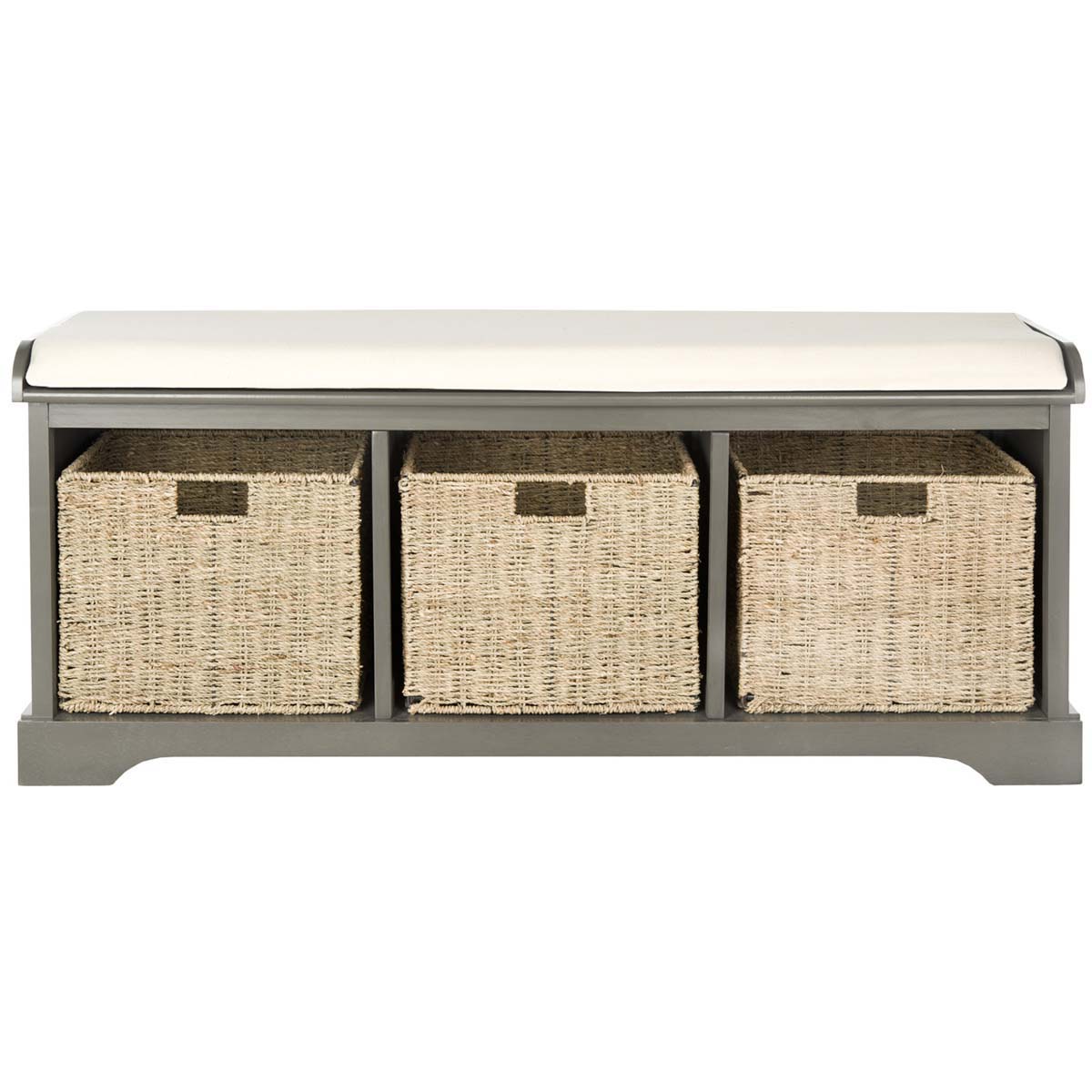 Safavieh Lonan Wicker Storage Bench - Grey/White