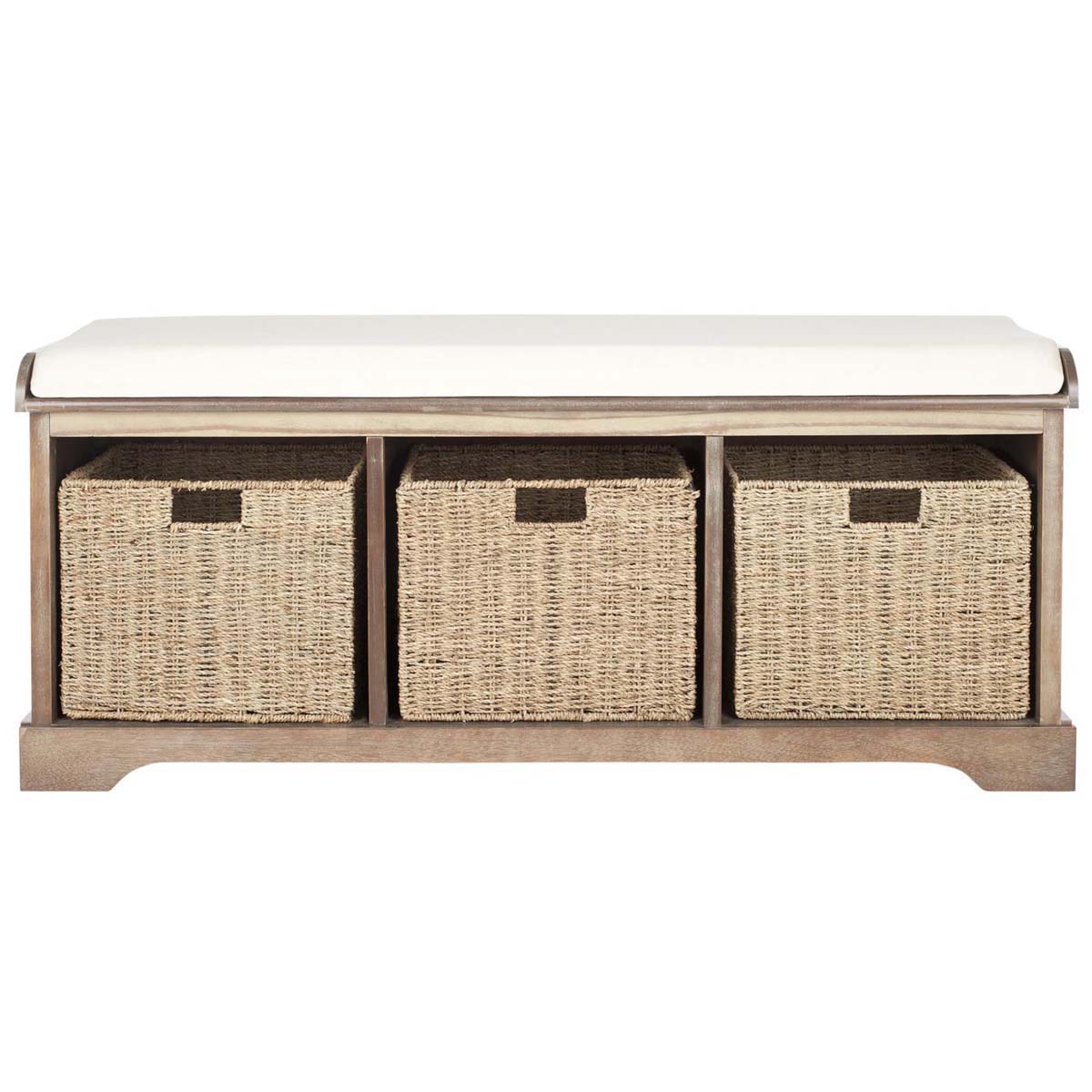 Safavieh Lonan Wicker Storage Bench - Grey Wash/White