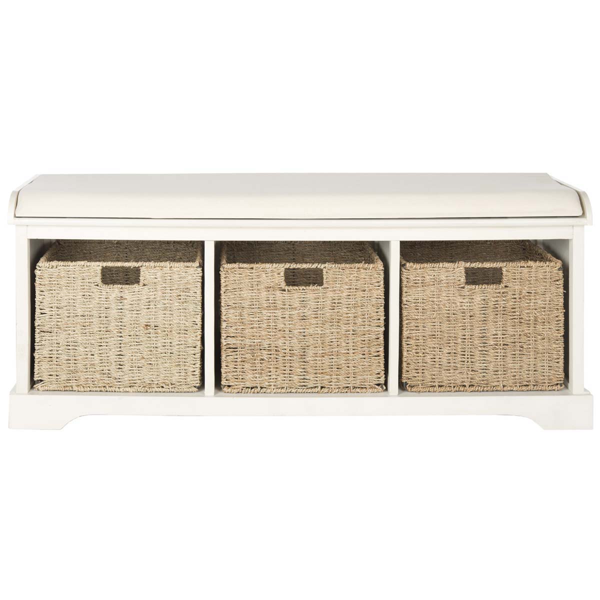 Safavieh Lonan Wicker Storage Bench - White/White