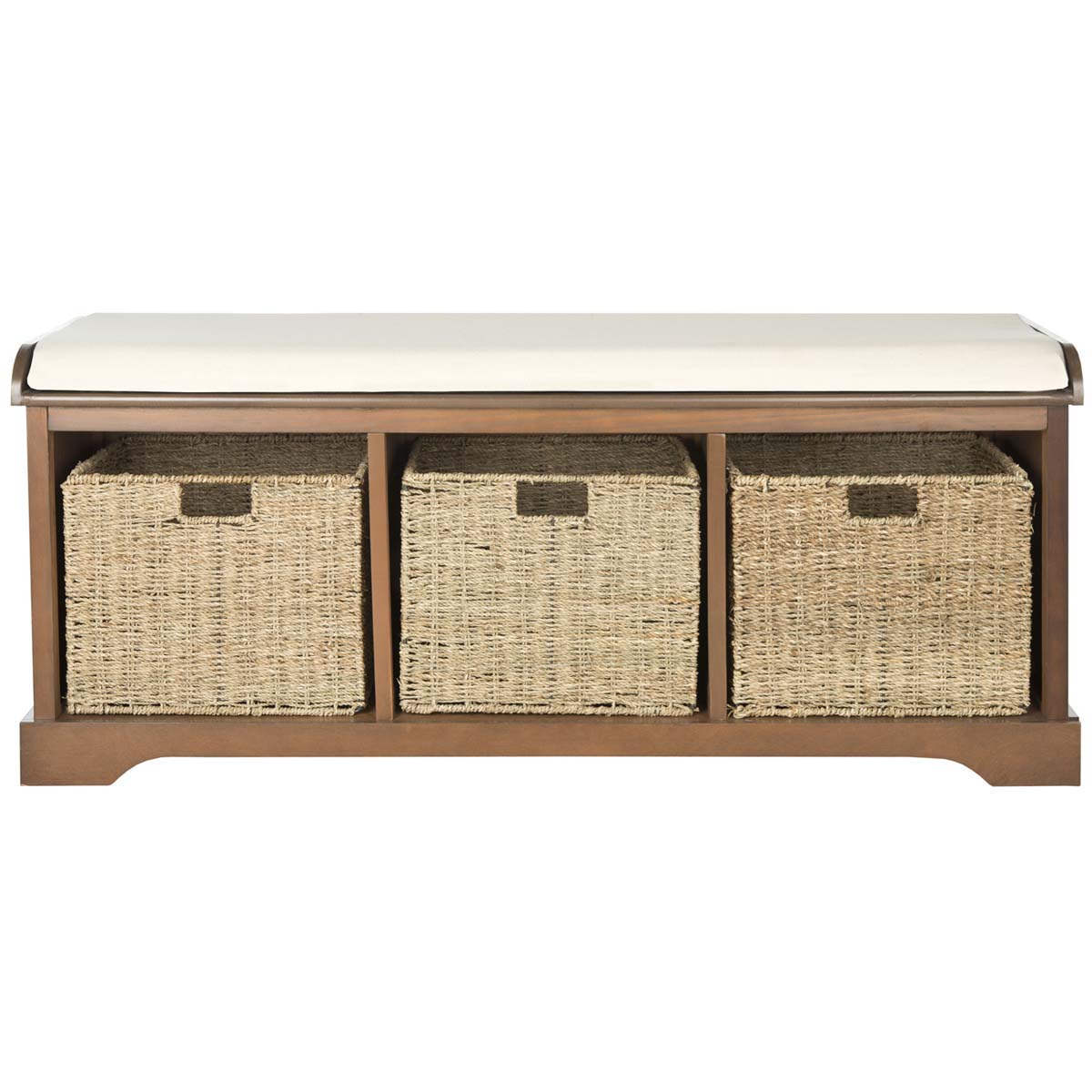 Safavieh Lonan Wicker Storage Bench - Medium Walnut/White