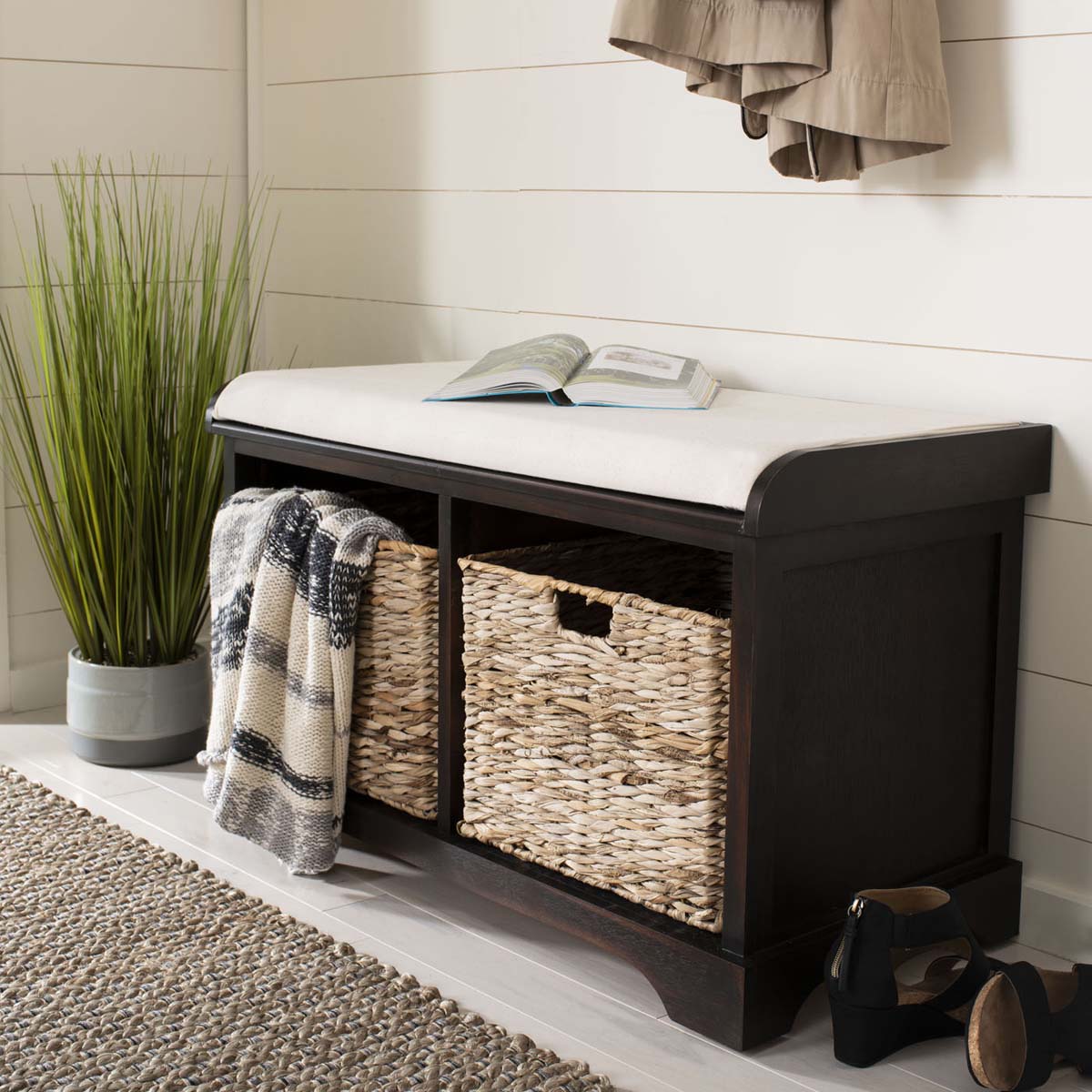 Safavieh Freddy Wicker Storage Bench - Brown