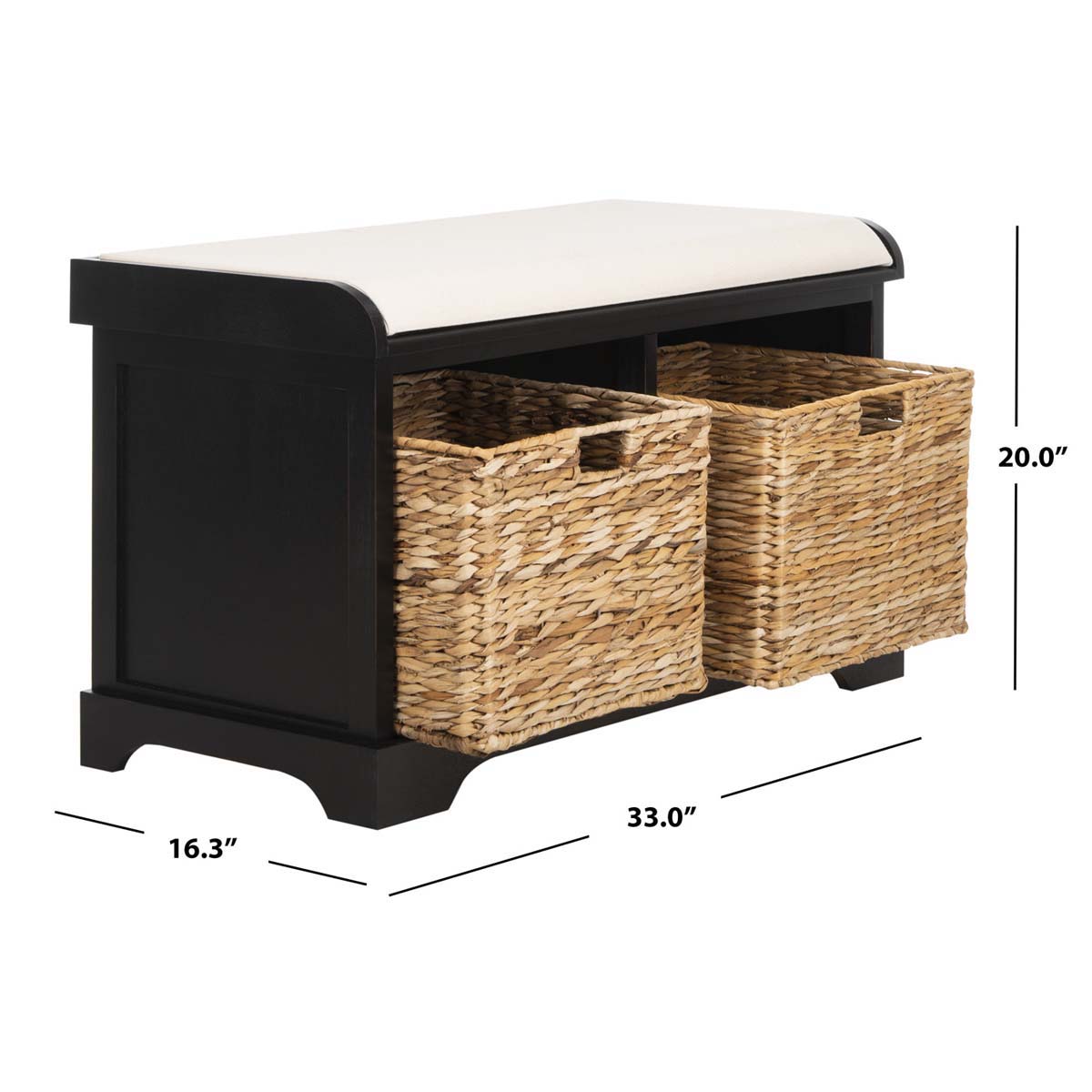 Safavieh Freddy Wicker Storage Bench - Distressed Black