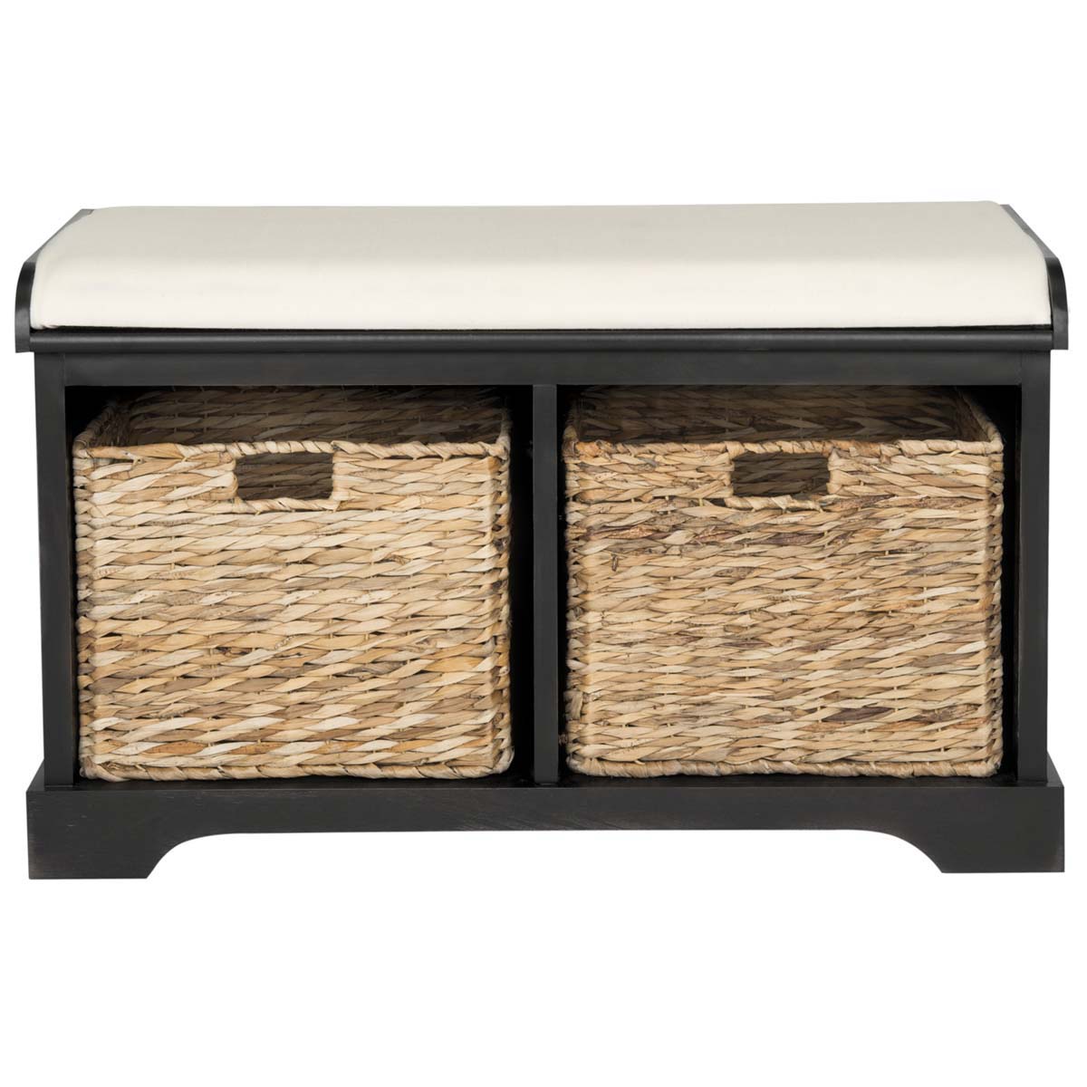 Safavieh Freddy Wicker Storage Bench - Distressed Black