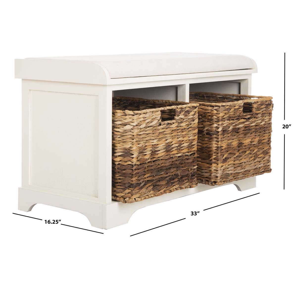 Safavieh Freddy Wicker Storage Bench - Distressed White